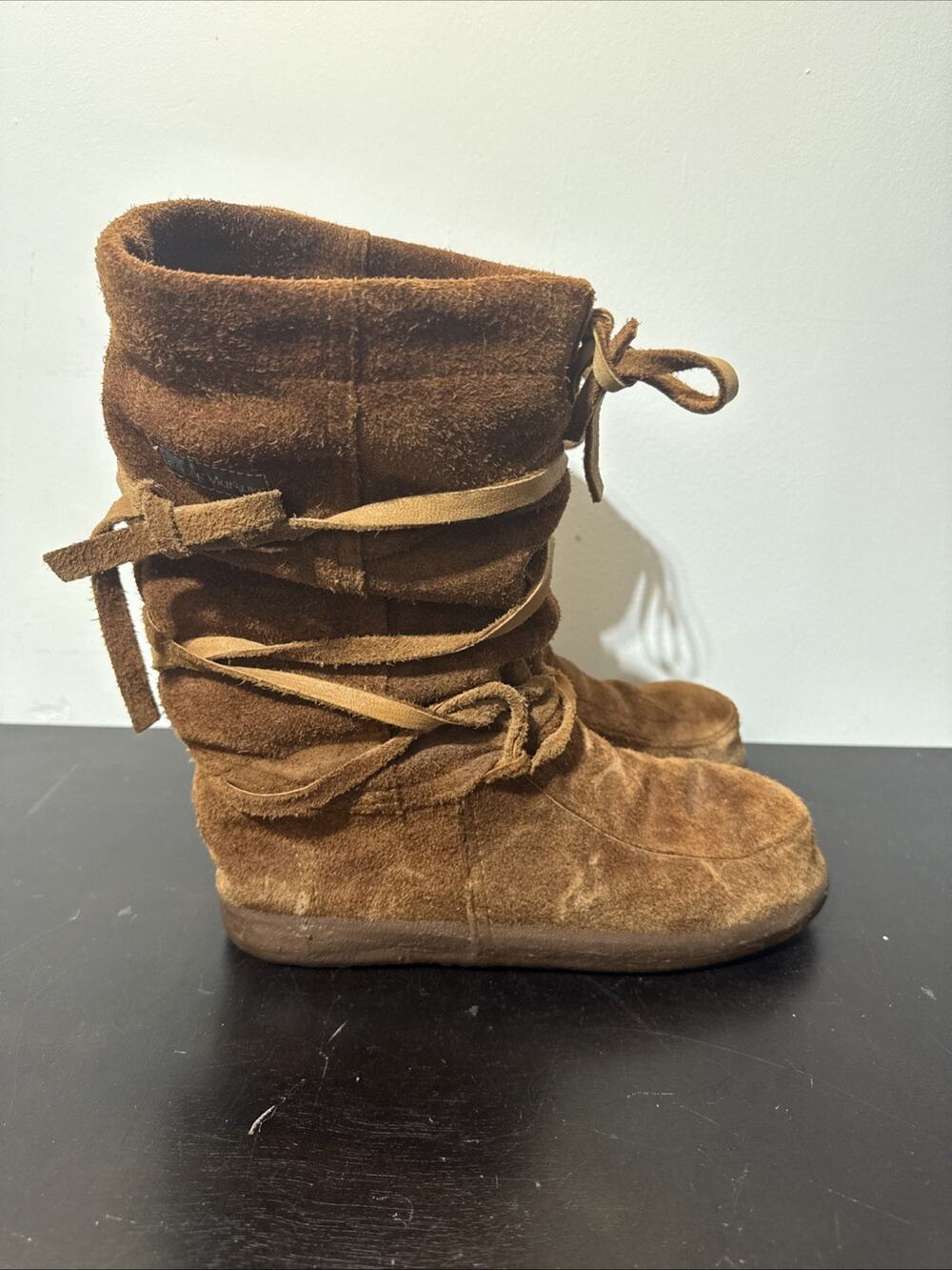Steger Mukluks Quetico Boots WMN Sz 9 Chestnut‎ full grain leather wool liner
